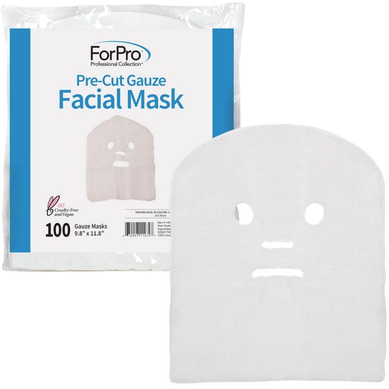 Photo 1 of ForPro Precut Gauze Facial Mask, 100% Cotton Gauze, for High Frequency Facial Treatments and Masks, 100-Count