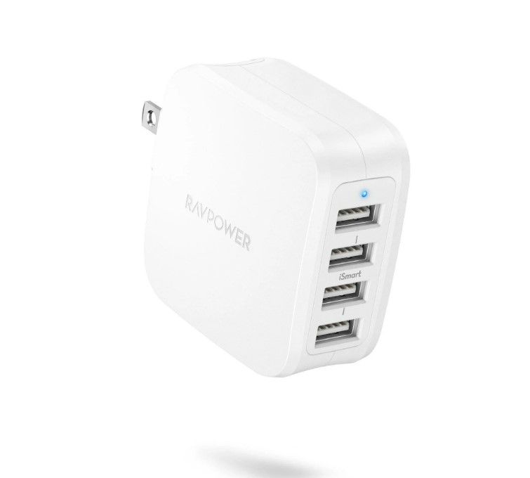 Photo 1 of RAVPower USB Charger with 4-Port, 40W Fast Wall Charger Power Adapter for Cellphone Tablet, White