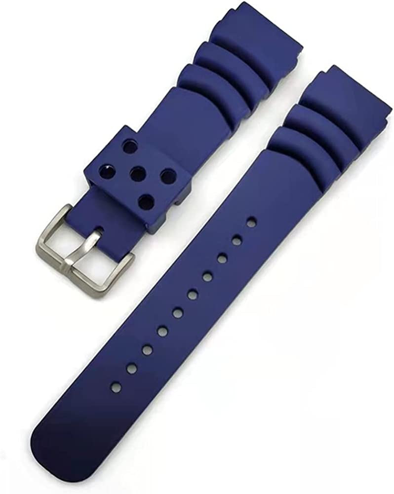 Photo 1 of Yiye pavilion Black Silicone Rubber Curved Line Watch Band 20mm 22mm 24mm Fit for Seiko Watches Extra Long Replacement Divers Model Sport Watch Strap for Men and Women (blue, 20mm)