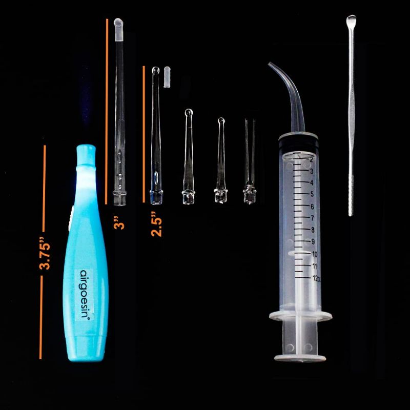Photo 2 of Airgoesin™ Upgraded Tonsil Stone Remover Tool, Blue, 5 Tips, Tonsillolith Pick Case + 1 Irrigator Fresh Breath Oral Rinse