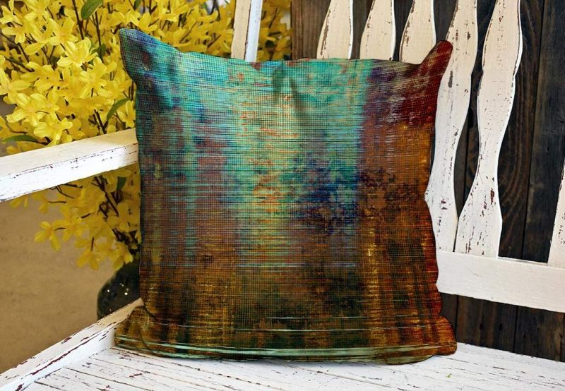 Photo 1 of (2 pack) Soopat Decorative Throw Pillow Cover Square Cushion 18 x 18 Inch Antique Grunge Color Yellow Beige Brown Green Blue Gray Home Decor Pillowcase