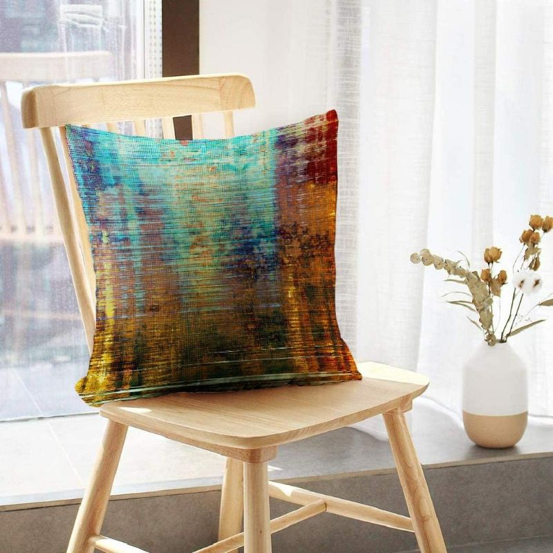 Photo 1 of (2 pack) Soopat Decorative Throw Pillow Cover Square Cushion 18 x 18 Inch Antique Grunge Color Yellow Beige Brown Green Blue Gray Home Decor Pillowcase