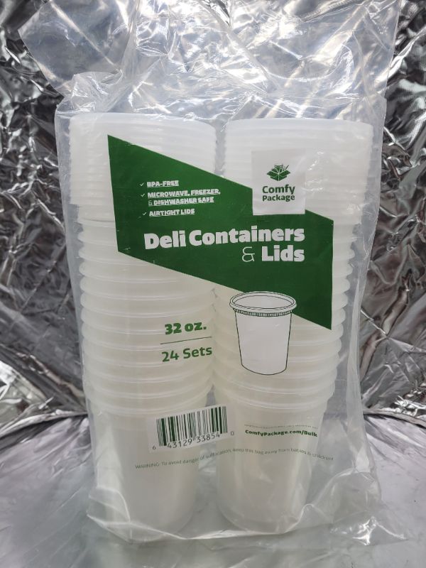 Photo 2 of Comfy Package [24 Sets - 32 oz.] Plastic Deli Food Storage Containers With Airtight Lids