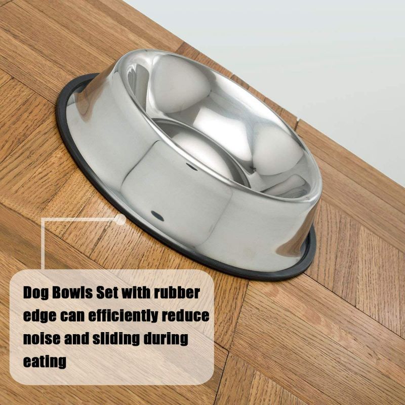 Photo 3 of Mlife Stainless Steel Dog Bowl with Rubber Base for Small/Medium/Large Dogs, Pets Feeder Bowl and Water Bowl Perfect Choice (Set of 2) 16oz
