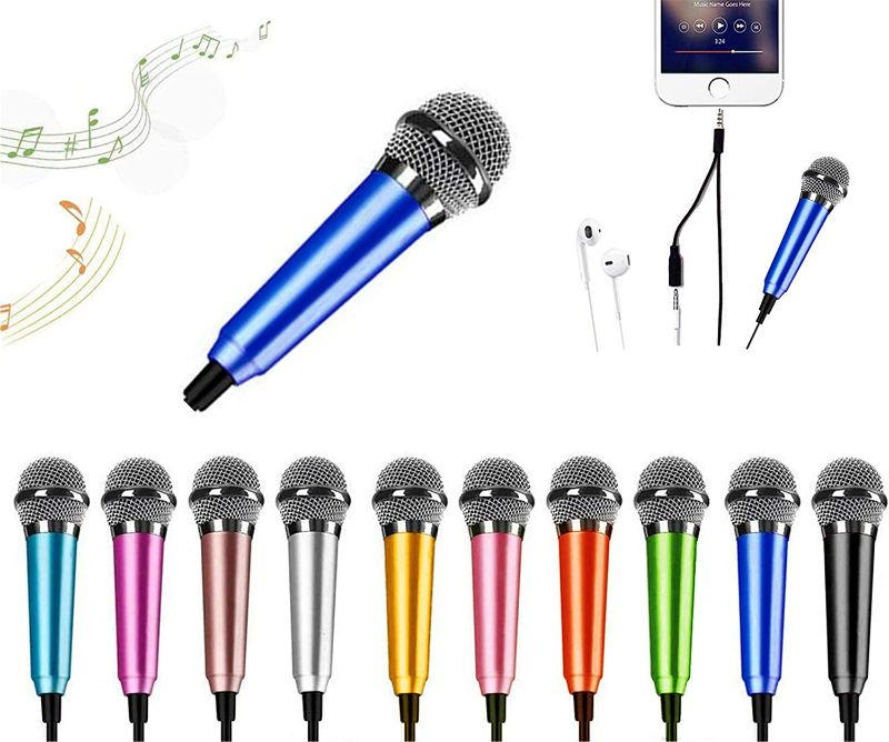Photo 2 of (2 pack) Mini Microphone,Portable Vocal Tiny Microphone, Asmr Microphone,Phone Microphone, Mini Karaoke Microphone for Voice Recording Chatting and Singing On iPhone,Android,Laptop Notebook (1 Navy Blue, 1 Black)