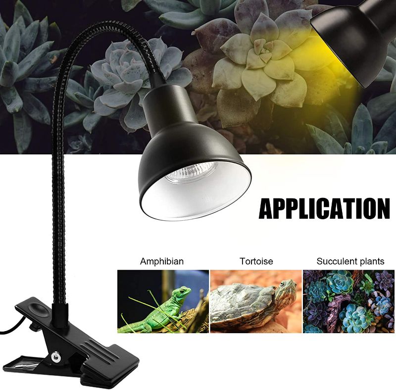 Photo 3 of Bonlux Reptile Heat Lamp, Turtle Light with 2 UVA UVB Bulb Baking Lamp Adjustable Holder, 360°Rotatable Clip for Turtle Snake Aquarium (2 Pack 25W Lamp Bulbs Include)