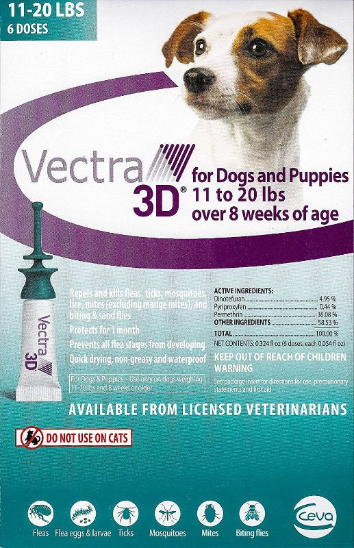 Photo 1 of Vectra 3D Teal for Medium Dogs 11-20 Pounds (6 Doses)