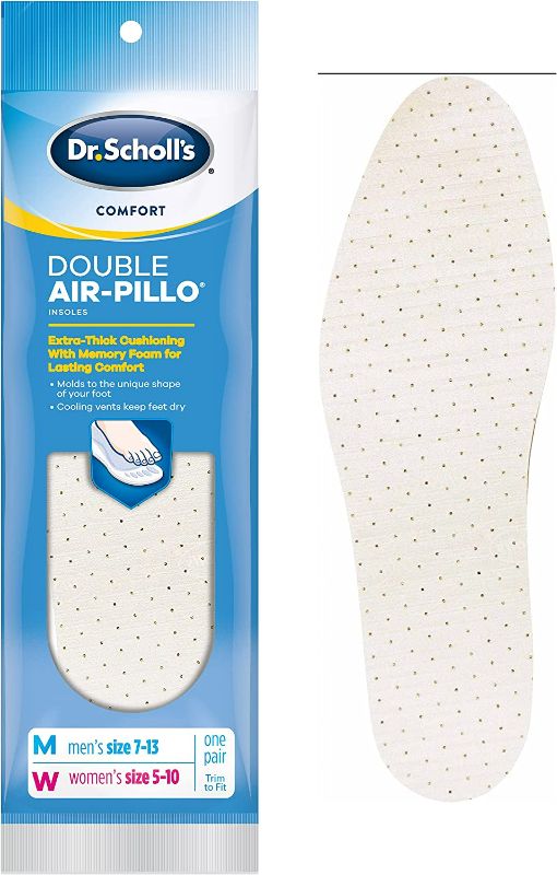 Photo 1 of (2 pack) Dr. Scholl’s Comfort Double Air-Pillo Insoles, Trim to fit Men’s Size 7-13, Women’s Size 5-10 , 1 Pair