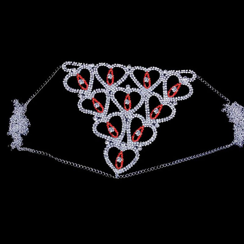 Photo 2 of Sexy Luxury Rhinestone Thong Body Chain Bikini Heart Pendant Jewelry Crystal Waist Chain Bling Thong(Silver Thong)