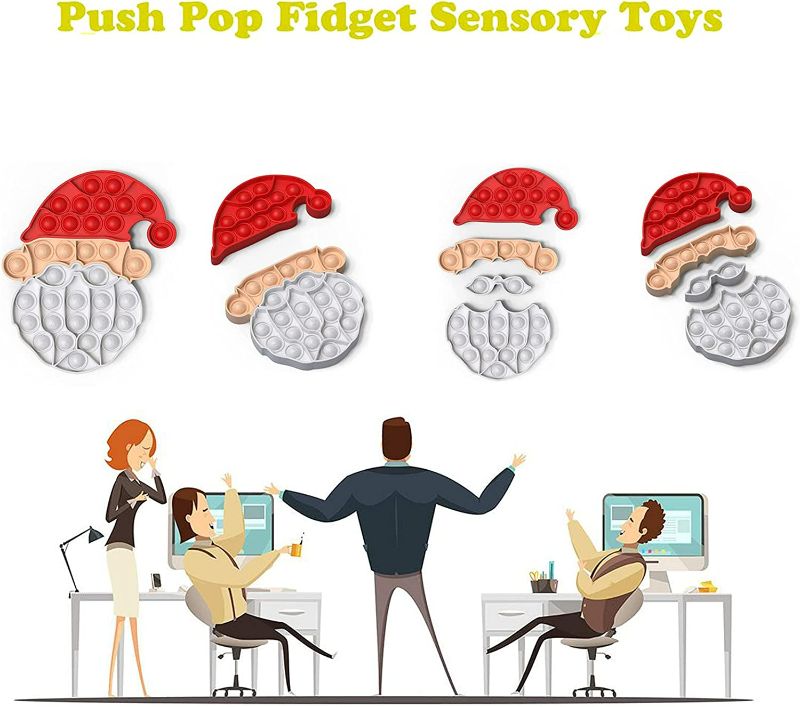 Photo 2 of TINSO Push Pop Bubble Fidget Sensory Toy, Push Pop Fidget Toy for Kids, Silicone Stress Toys (Santa Claus)