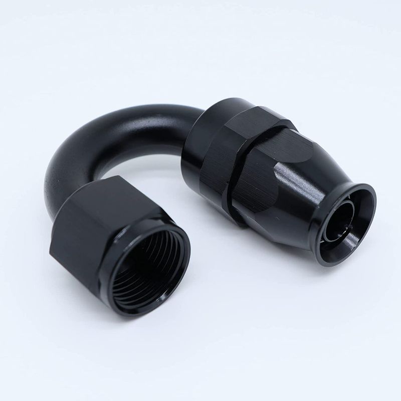 Photo 1 of (2 pack) AN-10 10AN AN10 180 Degree PTFE Reusable Swivel Fitting Hose End Grade A Black 80-180-10BK