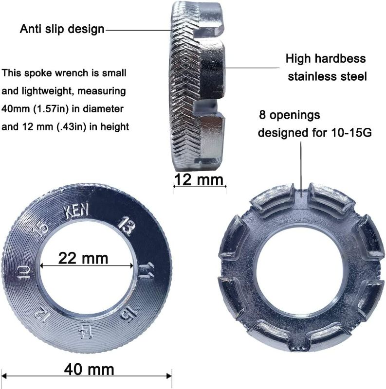 Photo 2 of SINYUM 4 Pack Bike Spoke Tool Bicycle Spoke Wrench Cycling Pocket Tools 6 in one Bike Rim Correct Kit