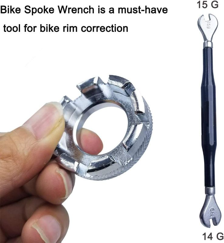 Photo 3 of SINYUM 4 Pack Bike Spoke Tool Bicycle Spoke Wrench Cycling Pocket Tools 6 in one Bike Rim Correct Kit