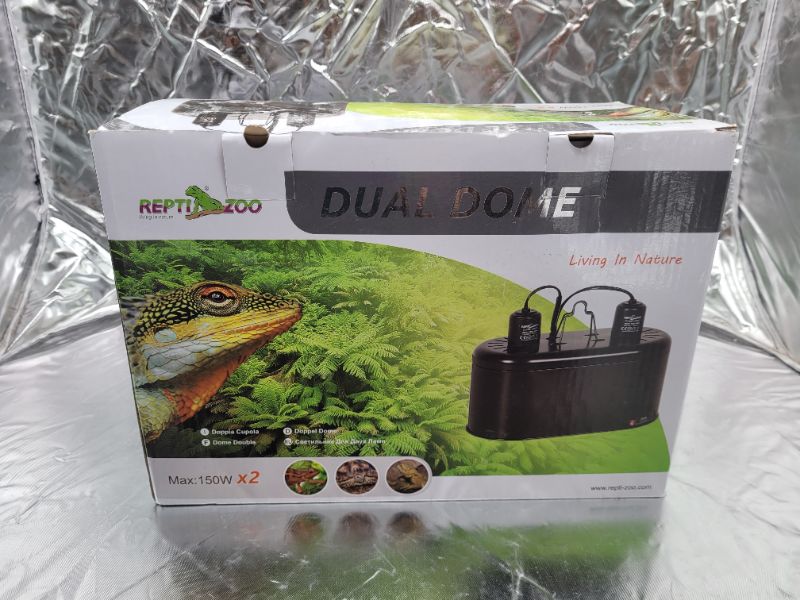 Photo 4 of REPTI ZOO Dual Reptile Light Fixture for Reptile Dome UVB Light Fixture Dual Lamp Cap Combo Integration Design Heat Lighting Lamp Kit