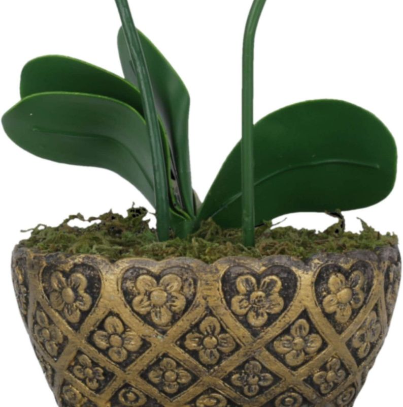 Photo 3 of Blue Artificial Orchid Flower Arrangement with Vase Lifelike Artificial Flower with Decorative Vase Vivid Potted Plant