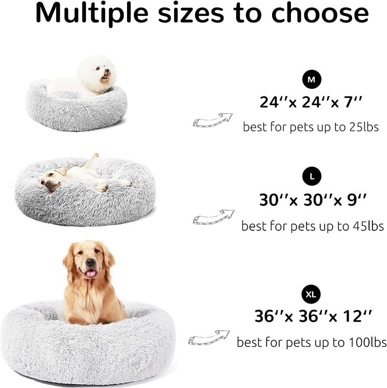 Photo 3 of HACHIKITTY Dog Beds Calming Donut Cuddler, Puppy Dog Beds Medium Dogs, Fluffy Dog Calming Beds size medium
