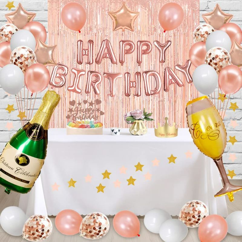 Photo 1 of Fancypartyshop 20th Birthday Decorations - Rose Gold Happy Birthday Banner and Sash with Number 20 Balloons Latex Confetti balloons Ideal for Girl and Women 20 Years Old Birthday Rose Gold