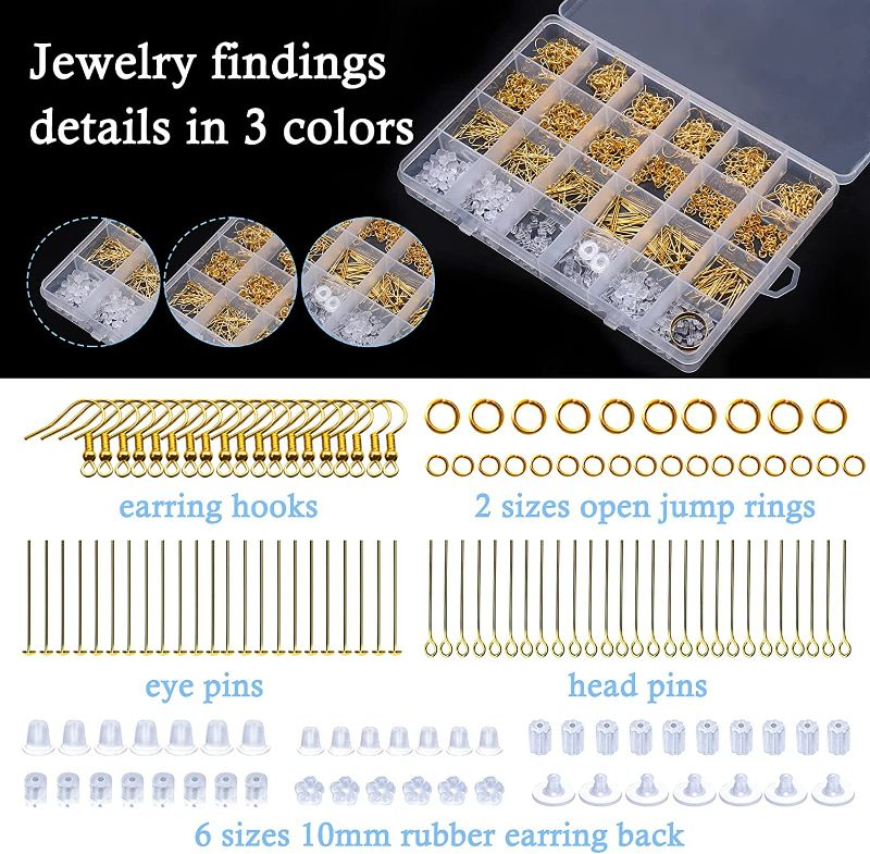 Photo 3 of Jewelry Making Kits for Adults, FEEIN Jewelry Making Supplies Kit with Jewelry Making Tools, Earring Charms, Jewelry Wires, Jewelry Findings and Helping Hands for Jewelry Making and Repair (Gold)