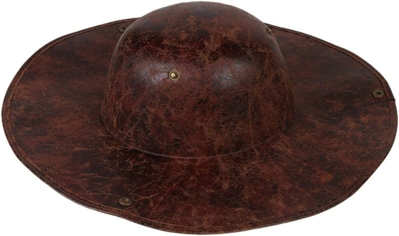 Photo 3 of FirstCos Pirate Captain Hats Adults Teens Caribbean Jack Tricorn Hat Caps Brown Distressed Look Colonial Medieval Costumes