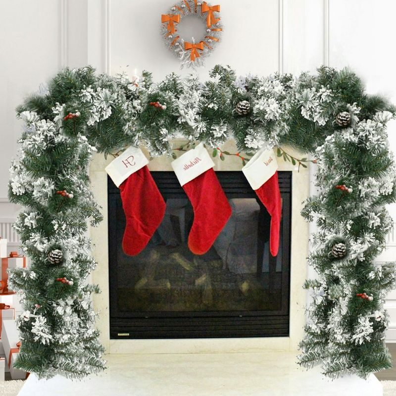 Photo 1 of ODOMY Christmas Garland with Snow Decorated Artificial Xmas Garland Decoration for Christmas Tree Decorations (with snow 6ft)