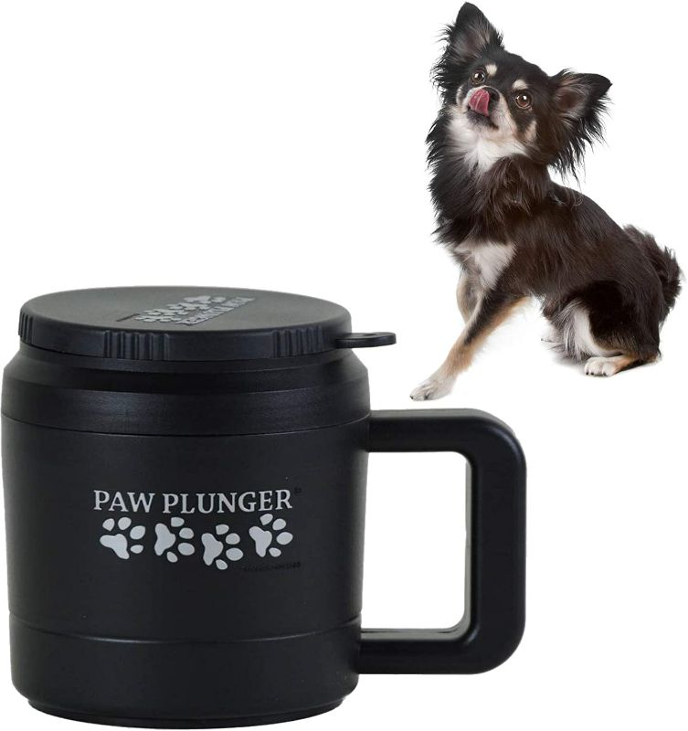 Photo 1 of Paw Plunger - The Muddy Paw Cleaner for Dogs - Saves Carpet, Furniture, Bedding, Cars from Dirty Paw Prints - Use This Dog Paw Washer After Walks - Soft Bristles and Handle - Petite, Black