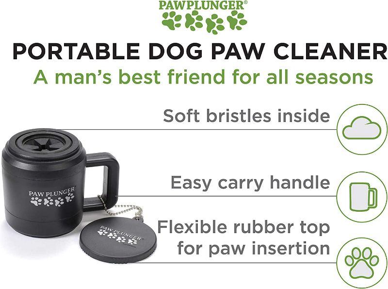 Photo 2 of Paw Plunger - The Muddy Paw Cleaner for Dogs - Saves Carpet, Furniture, Bedding, Cars from Dirty Paw Prints - Use This Dog Paw Washer After Walks - Soft Bristles and Handle - Petite, Black