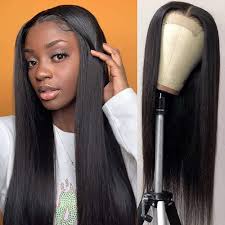Photo 1 of BLY Human Hair Wigs for Women 180% Density Straight Human Hair Transparent Lace Front Wigs 4x4 Closure Wig Human Hair Pre Plucked with Baby Hair Natural Color 18 Inch
