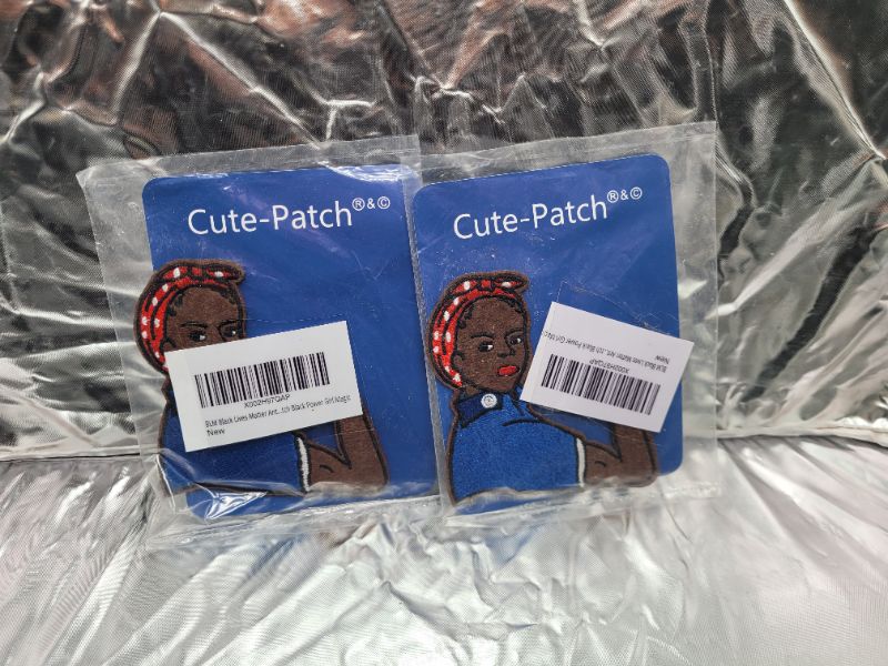 Photo 3 of Cute-Patch BLM Anti Racist Fist Up Embroidered Iron on sew on Patch Power Girl Magic