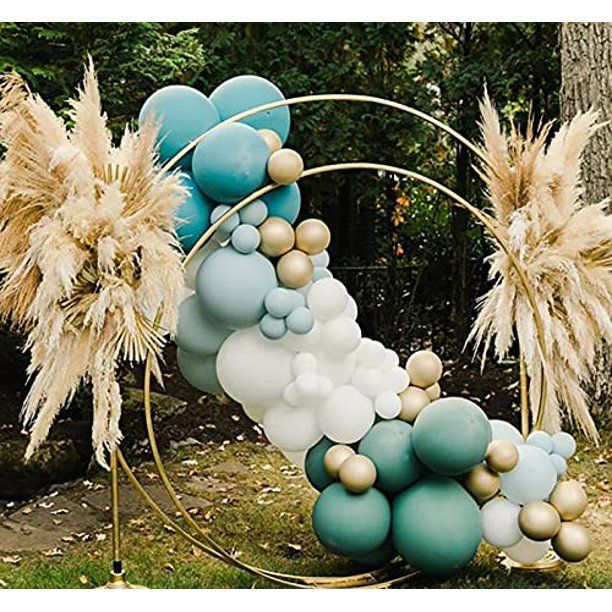 Photo 1 of Beaumode DIY Double Stuffed Blue Slate and Evergreen Balloon Garland Kit for Boys 1st birthday Baby Shower Dusty Blue Boho Bridal Shower Balloon Arch Backdrop Party Decoration … (Blue Slate and Evergreen)