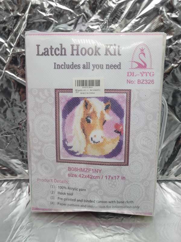 Photo 5 of DIY Latch Hook Kits Yarn Kits Pillow Rug Pattern Arts and Crafts Crochet Needlework?Horse?16x16in/40x40CM?