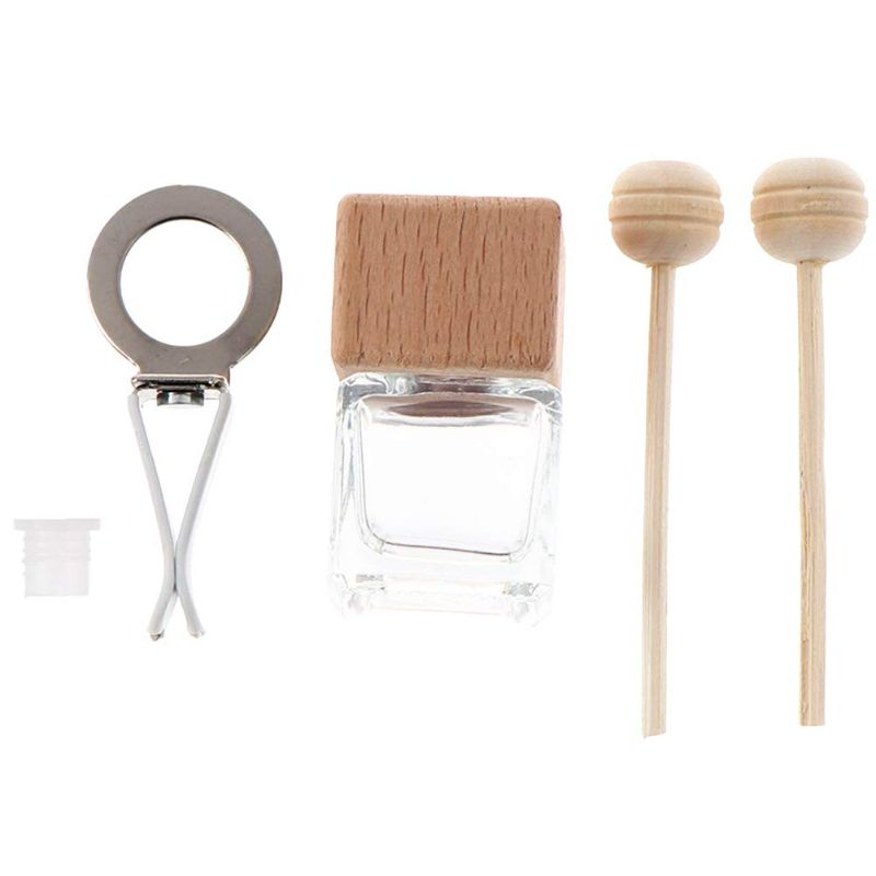 Photo 2 of 10 Pack,8ml Clear Glass Car Air Freshener Perfume Clip Diffuser,Empty Essential Oil Perfume Vials Diffuser Vent Outlet,Thick Glass Ornament With Wooden Caps,FREE Funnel,Dropper