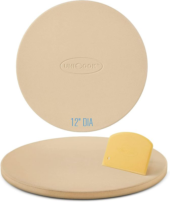 Photo 1 of Unicook 12 Inch Round Pizza Stone, Heavy Duty Cordierite Pizza Grilling Stone, Bread Baking Stone for RV Oven, Grill and Toaster Oven, Ideal for Baking Crisp Crust Pizza, Bread, Cookies and More