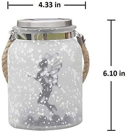 Photo 2 of KAIXOXIN 2 Pack Solar Lantern Fairy Lights Ideal for Great Gifts White Frosted Glass Hanging Jar Solar Lights Outdoor Decorative 20 Warm White Mini LED String Lights (Fairy-2)