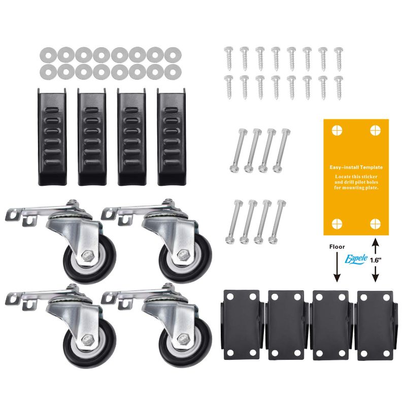 Photo 3 of Eapele Workbench Casters Set of 4, Heavy Duty Steel Retractable Wheels, Capacity 600lbs, 360°Rotation Silent and Smooth Rolling