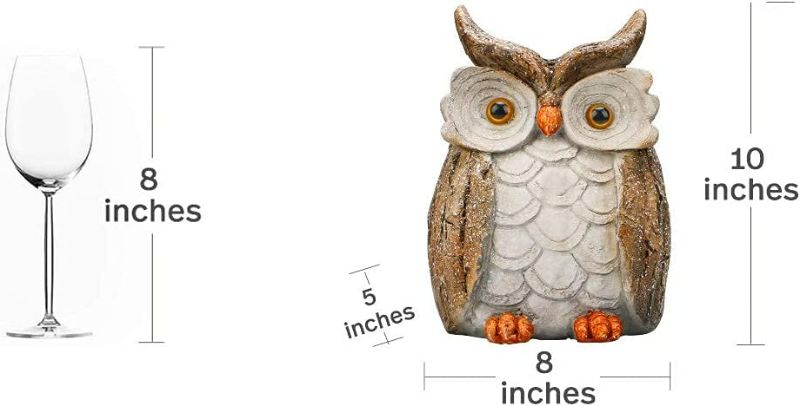 Photo 3 of ARTICTERN Owl Statue Home Decor Gifts, Halloween Funny Outdoor Garden Owl Decor, Light Up Your Outdoor Figurines Patio, Lawn,Yard, Resin Figurines, Home Decorations Ornaments and Gifts (Owls Son 10IN Medium)