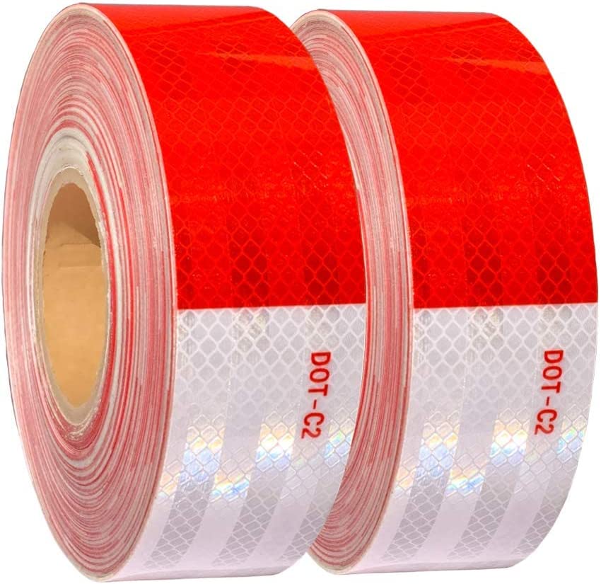 Photo 1 of 2 inch x 200Feet Reflective Safety Tape DOT-C2 Waterproof Red and White Adhesive conspicuity tape for trailer, outdoor, cars, trucks