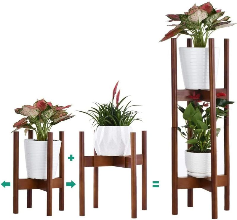 Photo 1 of Plant Stand Pack of 2, Stackable & Adjustable Plant Stands Indoor, 2 Tier Indoor Plant Stand Tall 30'', Corner Plant Stand Indoor & Modern Plant Stands Indoor for 8-12'' Pots (White)