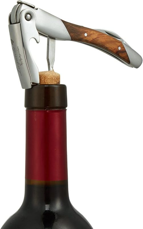 Photo 3 of Laguiole By FlyingColors Wine Opener Sommelier Professional Waiter's Corkscrew, Wooden Gift Box. Sommelier Knife, Corkscrew, Foil Cutter, and Bottle Opener (Rubber wood)