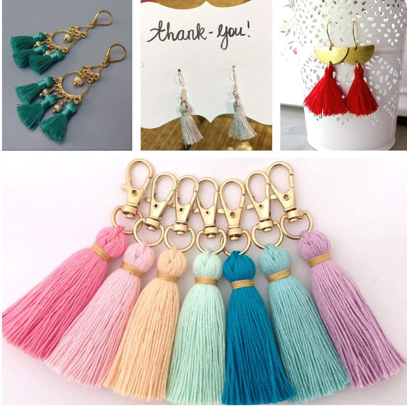 Photo 3 of (2 pack) Wholesale Mini Tassel Charms Tiny Short Cotton Thread Tassels Bulk for Crafts and Jewelry Making (95-100PCS) coffee