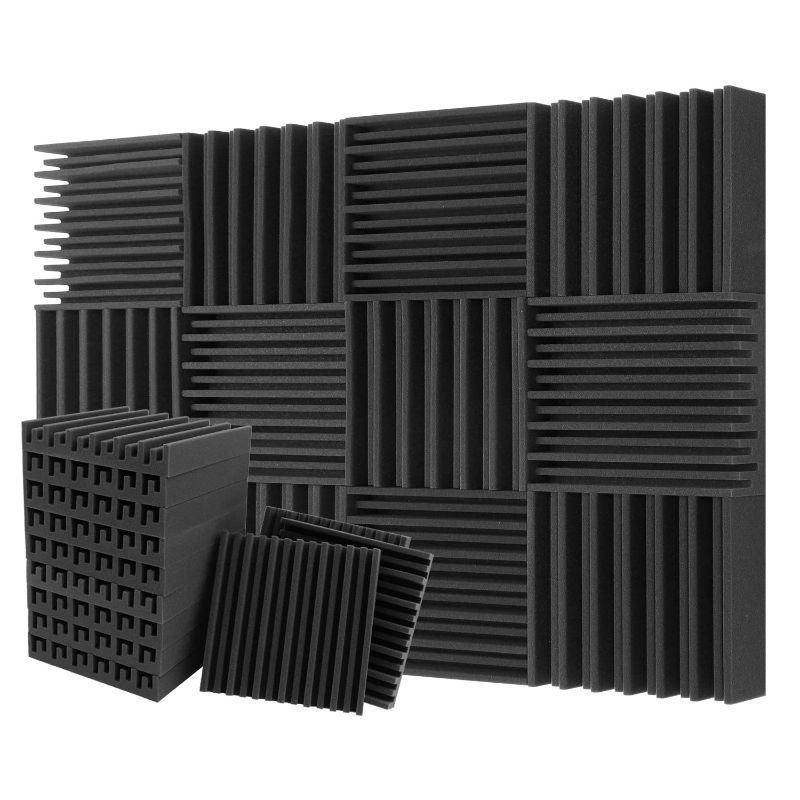 Photo 1 of 12 Pack-Acoustic Foam Panels, 12 x 12 x 2 Inches Regular Groove Black Sound Panels, High Density Acoustic Panels, Foam for Studio Recording (12x12x2inch, 12 Pack-Black)