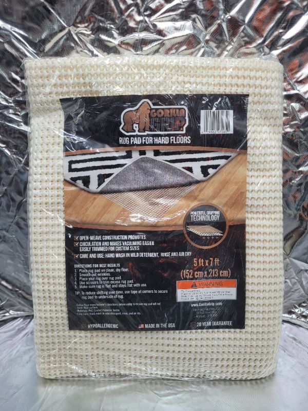 Photo 2 of Gorilla Grip Extra Strong Rug Pad Gripper, 5x7 FT, Grips Keep Area Rugs in Place, Thick, Slip and Skid Resistant Pads for Hard Floors, Under Carpet Mat Cushion and Hardwood Floor Protection