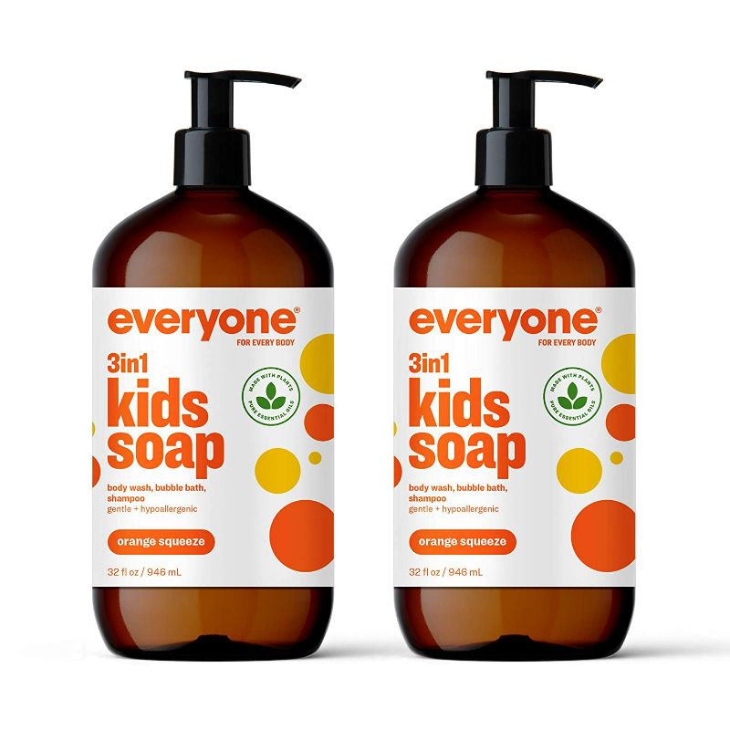 Photo 1 of everyone for every body 3-in-1 Kids Soap, Body Wash, Bubble Bath, Shampoo, 32 Ounce (Pack of 2), Orange Squeeze, Coconut Cleanser with Plant Extracts and Pure Essential Oils