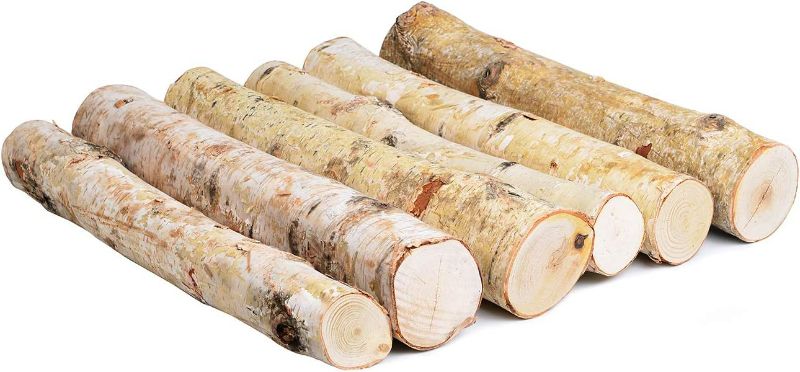 Photo 1 of Kingcraft 6 Pack Large Birch Logs for Fireplace Unfinished Wood Crafts DIY Home Decorative Burning(Logs:2.4-3.1 Dia. x 16 Lon