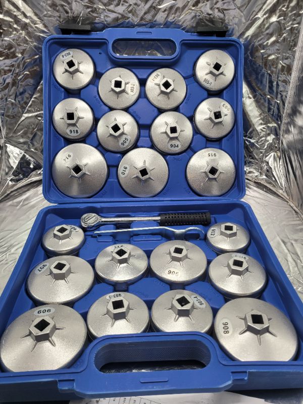 Photo 3 of BETOOLL 23pcs Aluminum Alloy Cup Type Oil Filter Cap Wrench Socket Removal Tool Set 1/2" dr. with a Storage Case 23 Piece Set