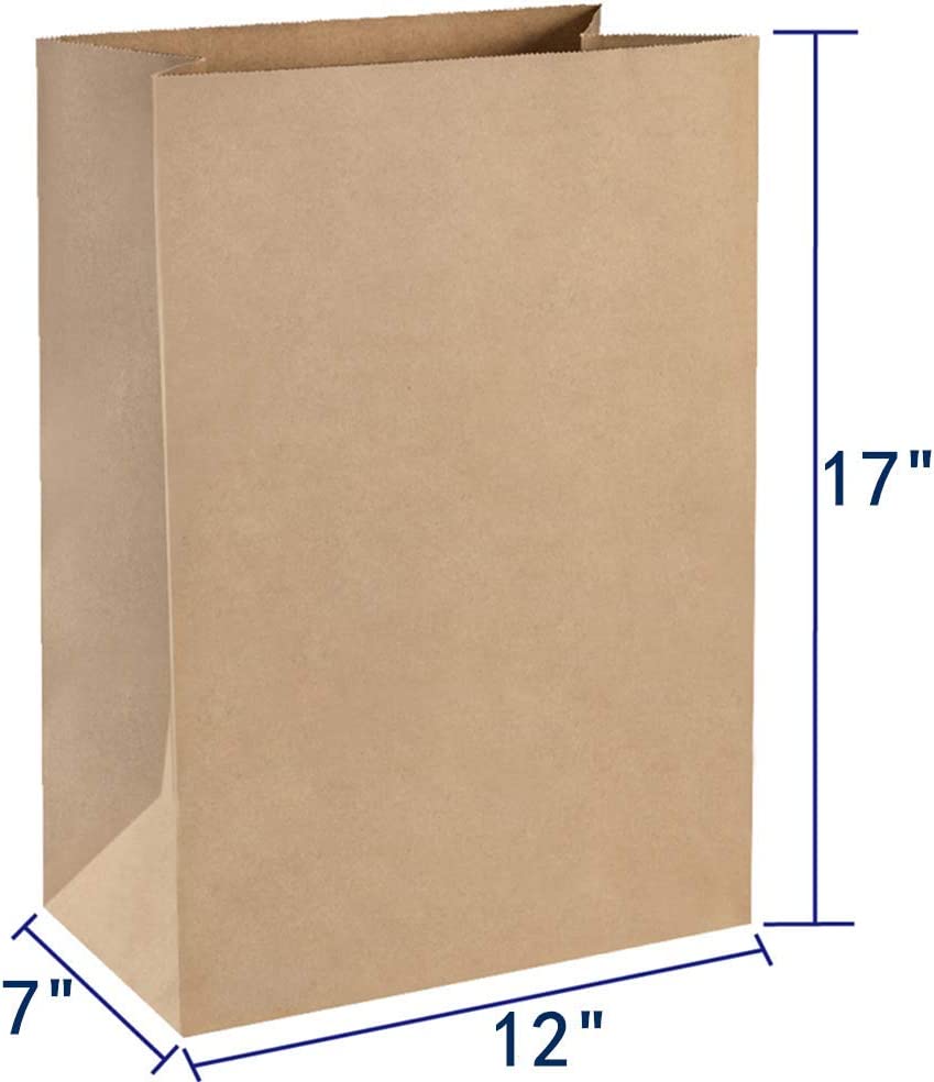 Photo 2 of BagDream Grocery Bags 12x7x17 Inches 100Pcs Heavy Duty Kraft Brown Paper Grocery Bags Durable Kraft Paper Bags, Paper Barrel Sack Bags, 100% Recycled Kraft Paper Gift Bags Bulk