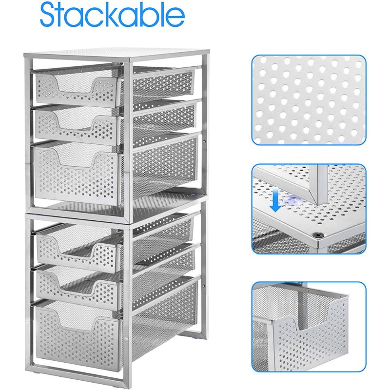 Photo 1 of Simple Trending 3-Tier Under Sink Cabinet Organizer with Sliding Storage Drawer, Desktop Organizer for Kitchen Bathroom Office, Stackable, Silver