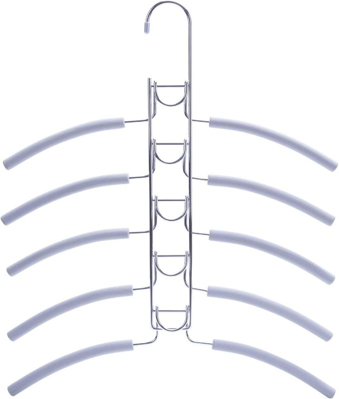 Photo 1 of Nature Smile 2 Pack 5 in 1 Anti Slip Multiple Sweater Coat Hangers,Multi Layers Wardrobe Clothes Rack,Heavy Duty Metal Space Saver Shirt Blouse Hanger Closet Storage Organizer,Light Grey Color