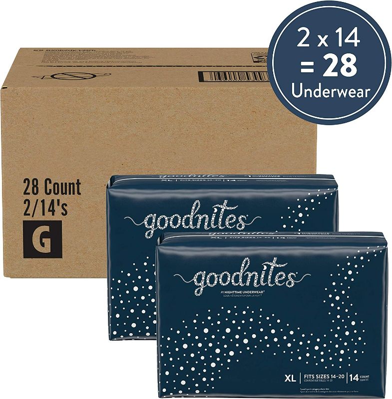 Photo 1 of Goodnites Nighttime Bedwetting Underwear, Boys' X-Large (28 Count), Pack of 2 of 14 Count