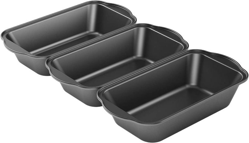 Photo 1 of Tiawudi Nonstick Carbon Steel Baking Bread Pan, Medium Loaf Pan, 8 1/2" x 4 1/2", Set of 3