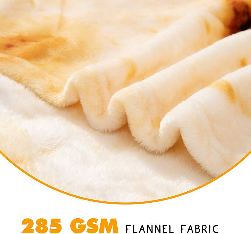 Photo 2 of CASOFU Tortilla Blanket Double Sided Giant Flour Tortilla Throw Blanket, Novelty Tortilla Blanket for Your Family, 285 GSM Soft and Comfortable Flannel Taco Blanket. (Beige, 60 inches)